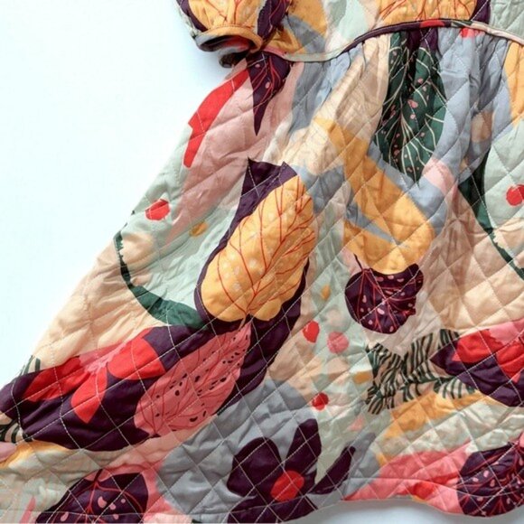 NWT En Saison Floral Quilted Puff Sleeve Baby Doll Mini Dress Size - Picture 7 of 8